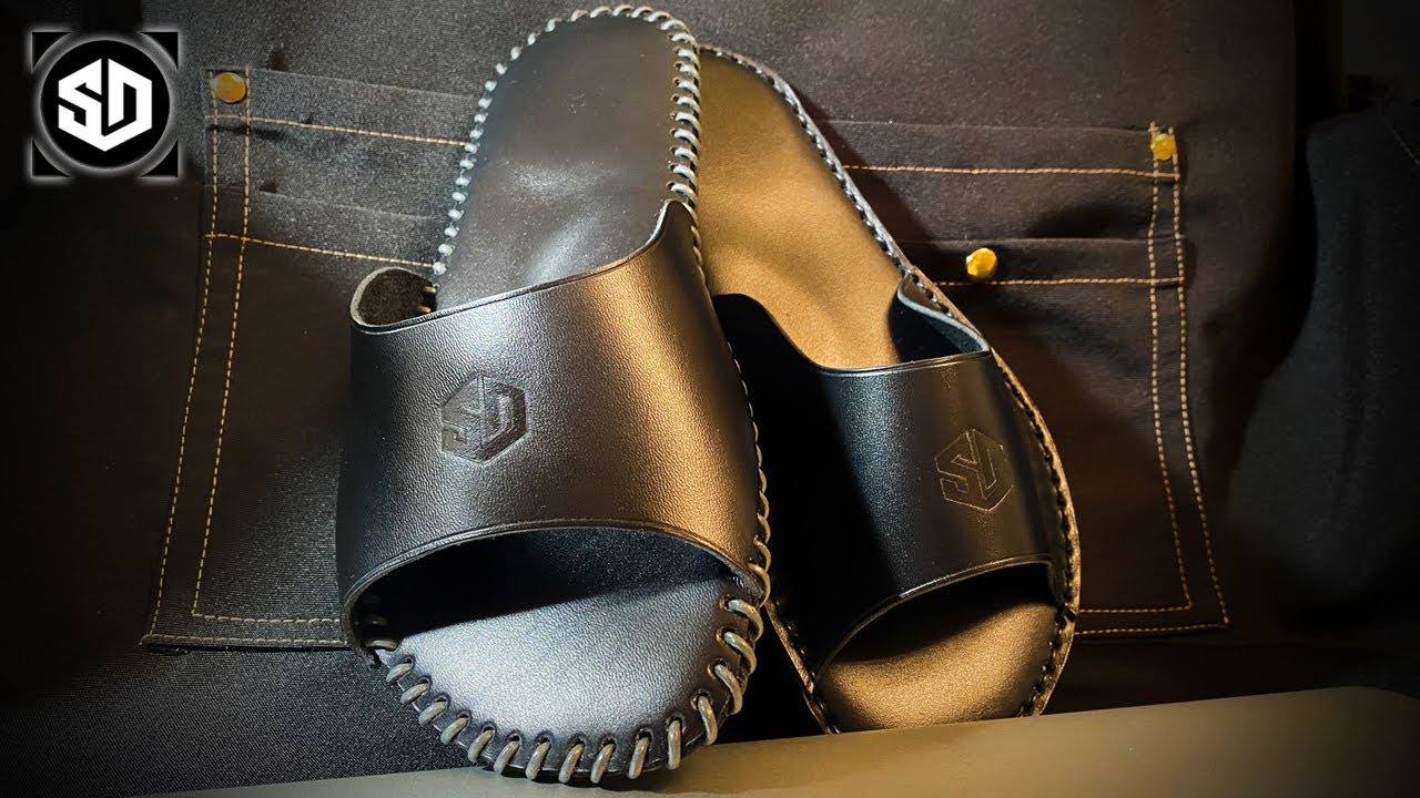 [SD Leather] Тапочки из кожи V2. Ручная работа. Выкройка [Free Pattern] - Slippers - Handmade [DIY]