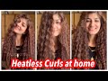 How to curls hair at home without any curler | overnight heatless curls | curly hair |