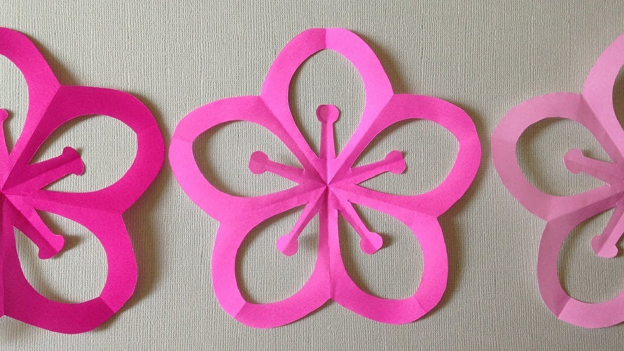 折り紙 梅の花3 簡単な切り方 Origami Plum Flower Youtube