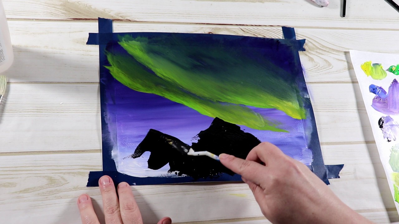 (17) Simple Northern Lights Acrylic Painting, Painting Tutorial YouTube