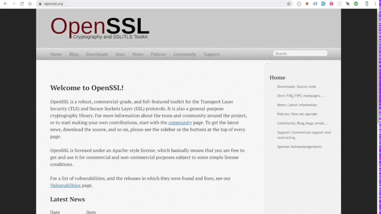 Openssl support. Signature example. How to Set OPENSSL Version.