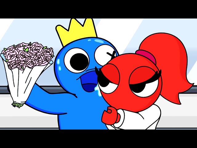 Animation] Red & Blue fall in love? 🌈Rainbow Friends With Cupid Orange!  Love Story