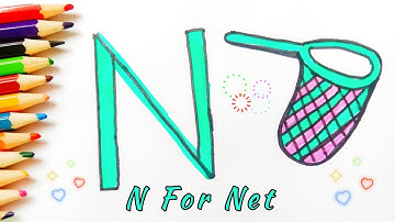 N for net || Alphabet N drawing with shape net || abc song || net easy drawing for kids🥰