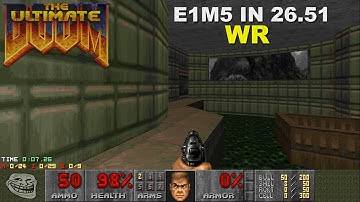 Ultimate Doom - E1M5: Phobos Lab Pacifist Any% Speedrun in 26.51s (World Record)