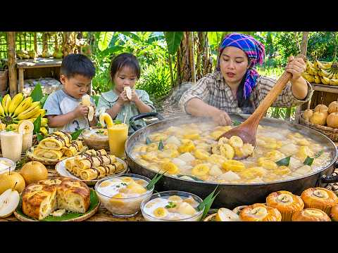 Harvesting Sweet Pears & Bananas to Sell at Market | Grilling Spicy Fish for Nhi, Tuyet and Khoi