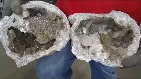 Large Fabulous Keokuk Geode Opening / Cracking, Calcite, Smoky Quartz