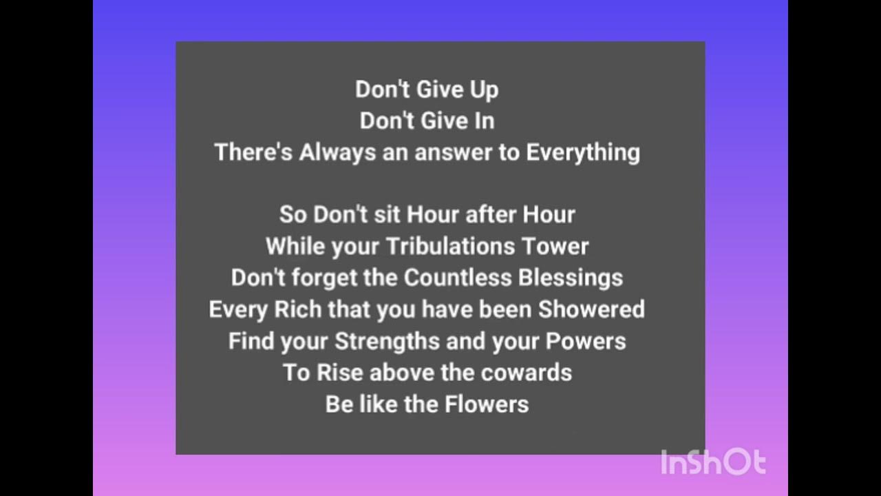 Don't Give Up Poem By Lamyaa Lyrics Don't Give Up. Poem. by Lamyaa Hanchaoui - YouTube