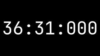 Countdown timer 36 minutes, 31 seconds [36:31:000] - White on black with milliseconds