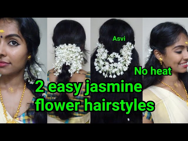 Easy Onam Hairstyle with jasmine flower | Hairstyle for short hair | Preity  Neereekshan - YouTube