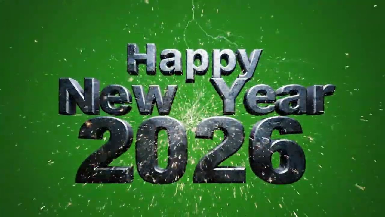 Happy New Year 2026 Lightning Text Effect | Green Screen