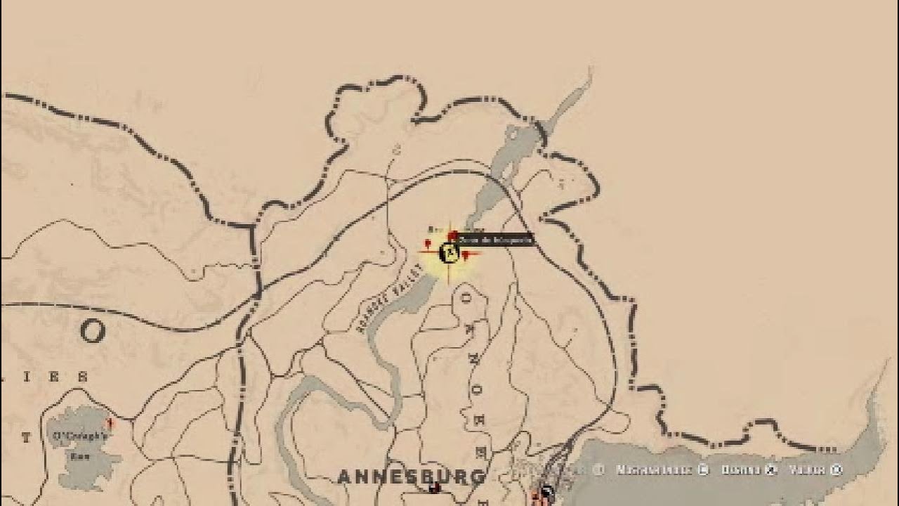 Red Dead Online Tesoro Salto de Brandywine / Brandywine Drop Treasure Map  Location 