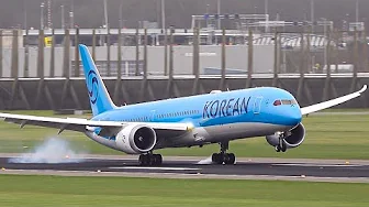 24 STUNNING Takeoffs & Landings ft. Korean Air 787-10 New Livery | Amsterdam Schiphol Plane Spotting