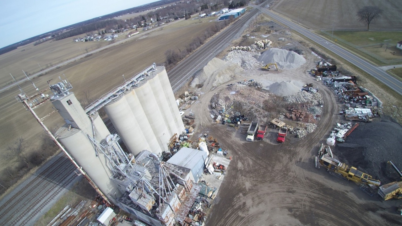 Oberlin Farms Demolition & Recycling, Bryan, Ohio a drone's view
