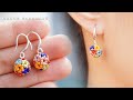 Multicolor beaded bead earrings. How to make beaded earring. Beading tutorial