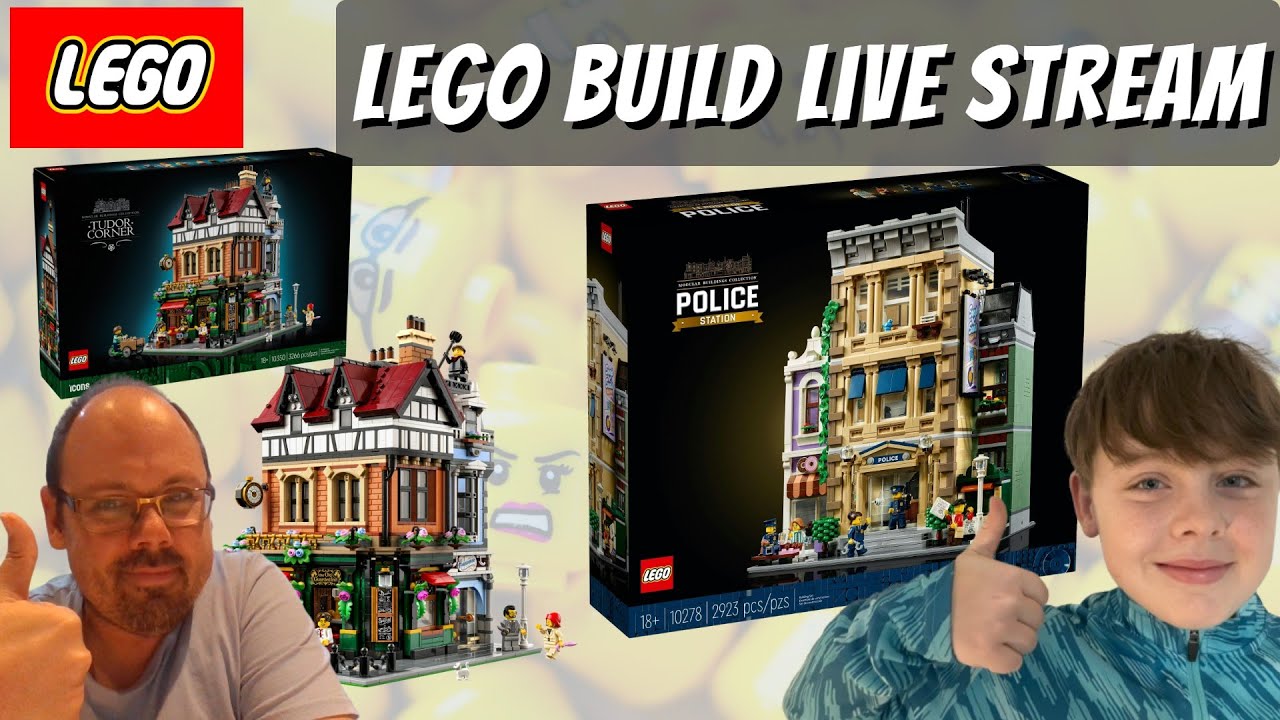 Duo Lego Modular Live Builds - Police Station & Tudor Corner