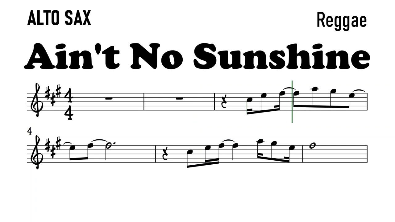 Ain't No Sunshine Alto Sax Sheet Music Backing Track Play Along