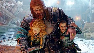 Drunk Thor Starts Fight With Atreus & Thrud Scene - God Of War Ragnarok (Ps5) 2022