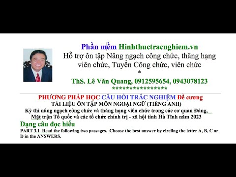 HÀ TĨNH PHƯƠNG PHÁP HỌC TÀI LIỆU ÔN TIẾNG ANH-Nâng ngạch công chức  cơ quan Đảng, MTTQ; 2023