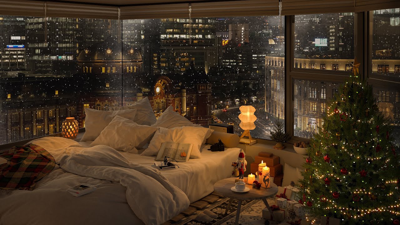 Late Night Mood Jazz 🎄 Cozy Bedroom with Soft Piano Jazz Music in Christmas Day 2024 to Relax