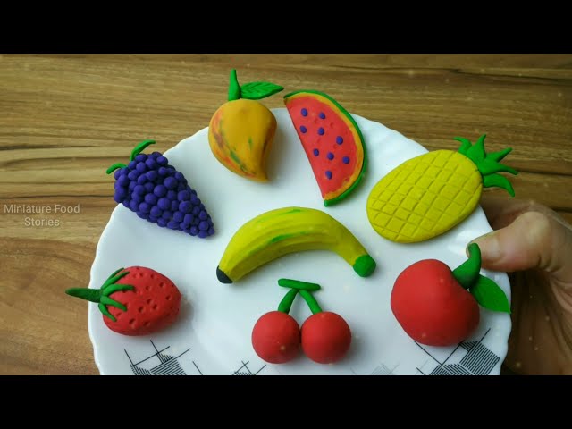 DIY Miniature Play Doh Fruits | How to Make Fruits Modelling Clay for Kids class=