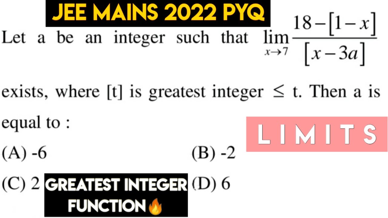 Greatest Integer Function Jee Mains Question 2022🔥 Limits Jee Mains