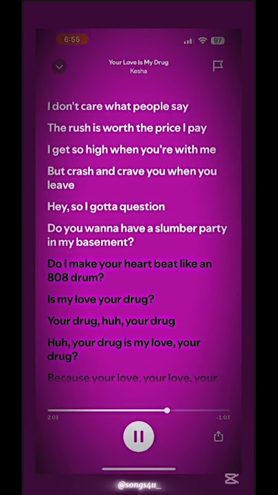 ~ your love is my drug ~ • kesha • #sgorts #lyrics #fyp #viral #lipsync #songs4u_