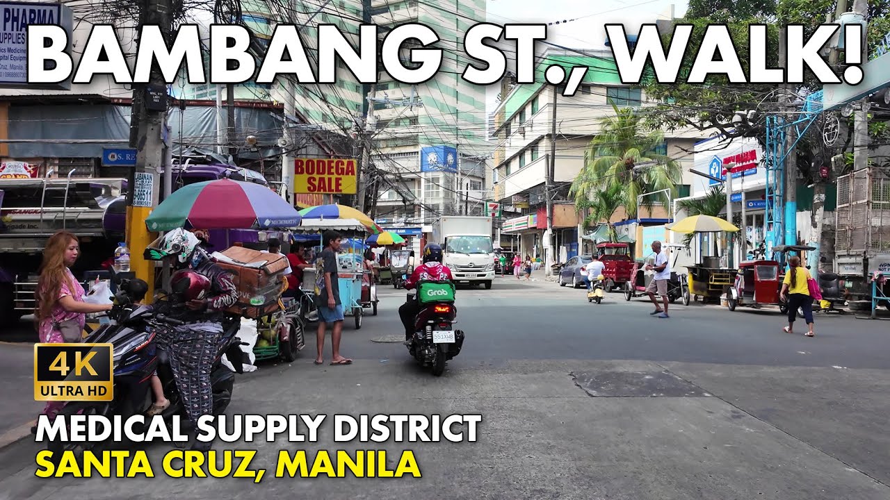 BUSY STREETS in BAMBANG, Santa Cruz, Manila Philippines Walking Tour | Medical Supply District