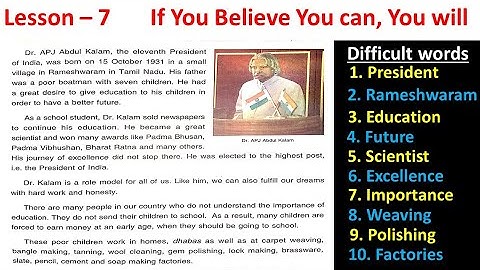 Lesson - 7 (If You Believe You can, You will) class 3rd DAV School | We and Our World 🌍 | KLWP