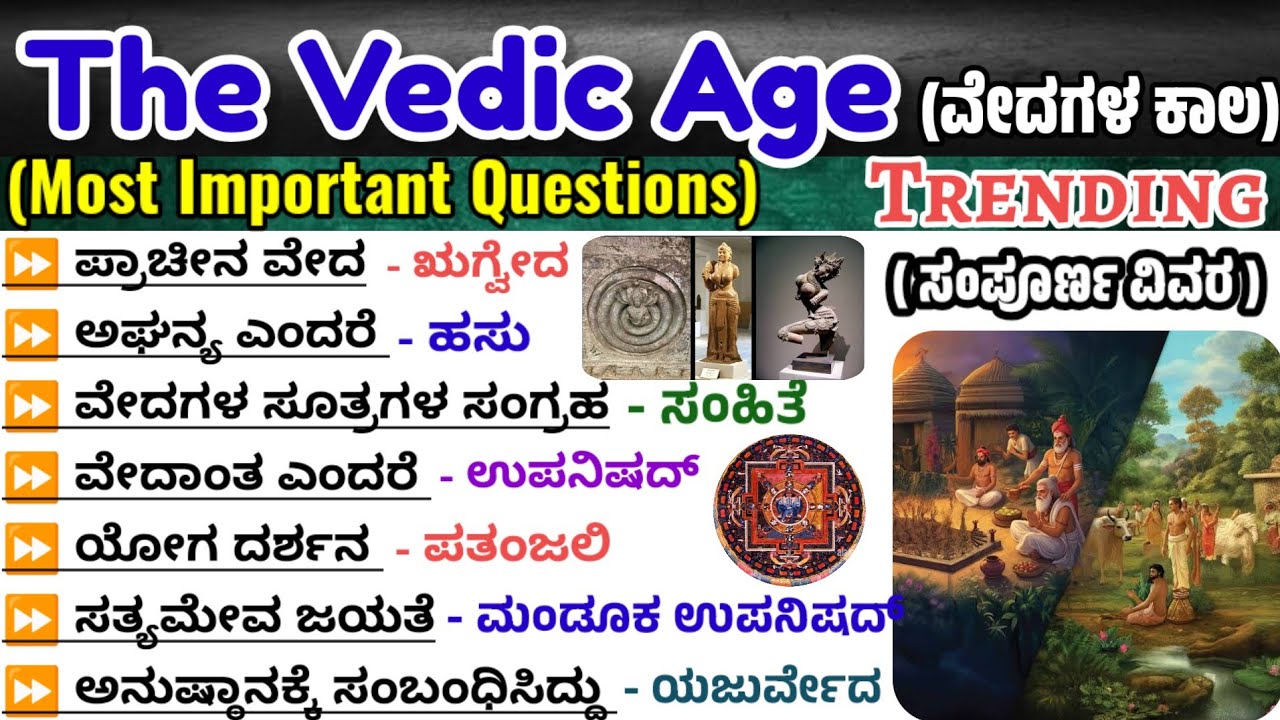 Vedic age|Vedic age important questions| ancient Indian history| ವೇದಗಳ ಕಾಲ ಪ್ರಮುಖ ಪ್ರಶ್ನೆಗಳು 