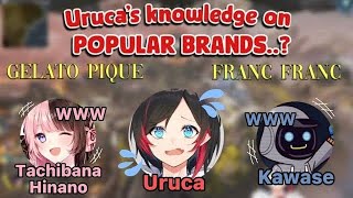 【ENGSUBS】Tachibana and Kawase asks Uruca about popular brands【うるか/橘ひなの/かわせ】