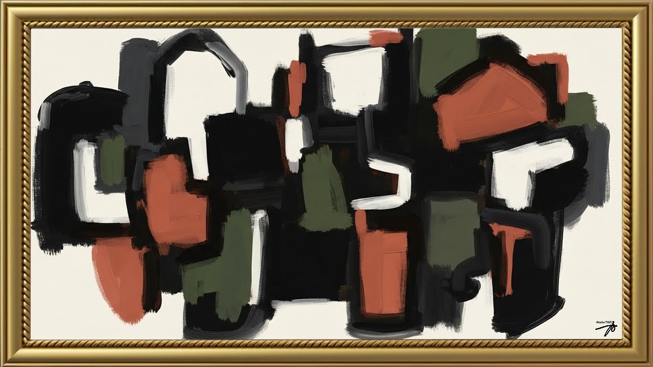 Expressive Abstract Brushstroke Painting | Framed Art TV Wallpaper for Modern Living Spaces
