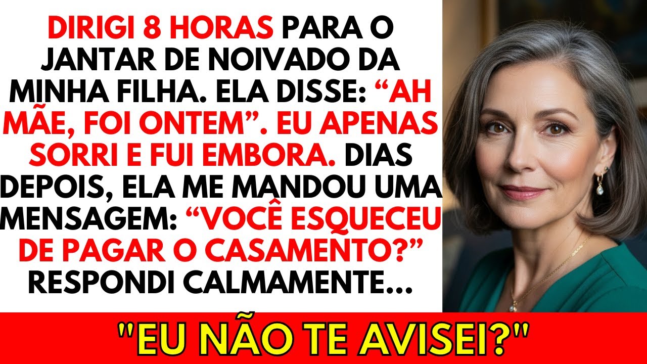 Dirigi 8 horas para o jantar de noivado da minha filha. Ela disse com frieza: 