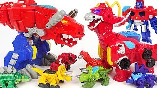 Save the dinotrux! Transformers Rescue Bots giant dinosaur Optimus Primal, Heatwave! #DuDuPopTOY