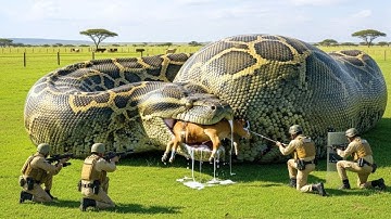 Fearless Courageous Rescue Team Battles Massive Python to Save a Helpless Steer