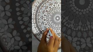 White & Ash Colout Mandala.. On Wooden Plate