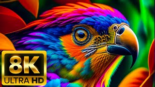 WILD BIRDS  8K (60FPS) ULTRA HD  With Nature Sounds (Colorfully Dynamic)