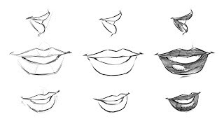 lips draw step comic female drawing mouth nose manga books