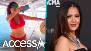 Salma Hayek Dances In Red Bikini On 56th Birthday Boat Ride