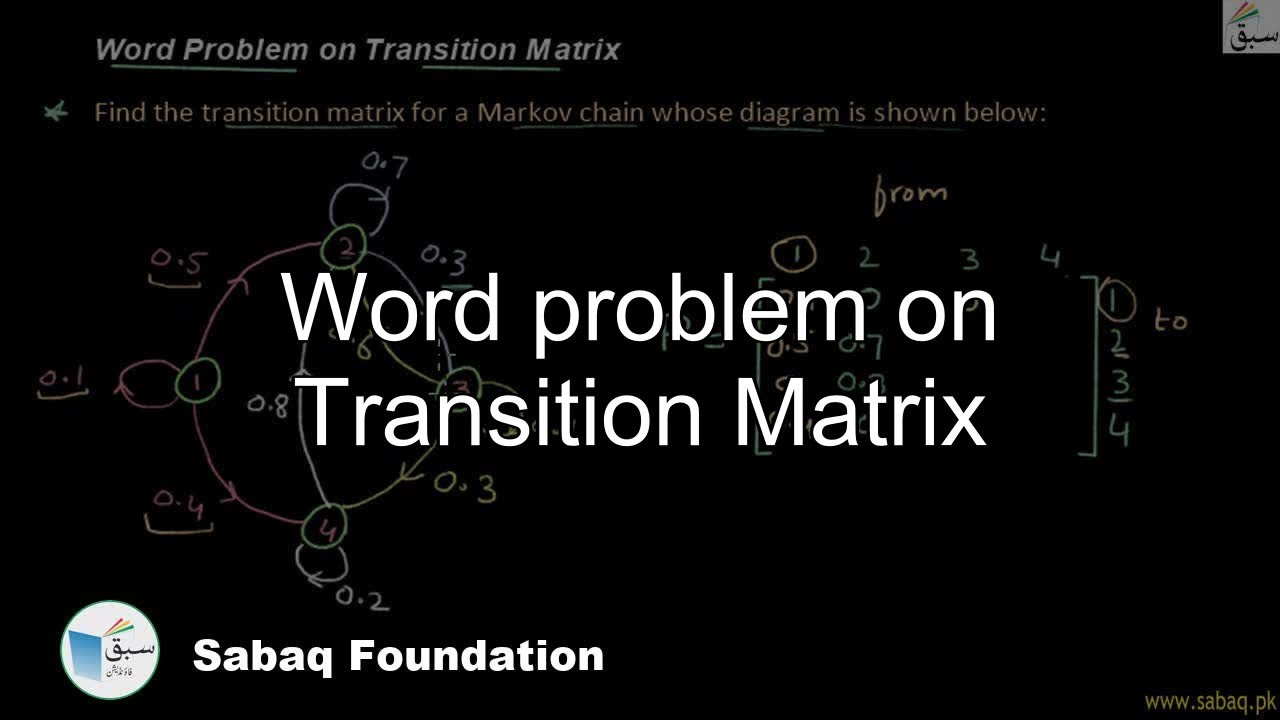 Word problem on Transition Matrix, Math Lecture | Sabaq.pk - YouTube