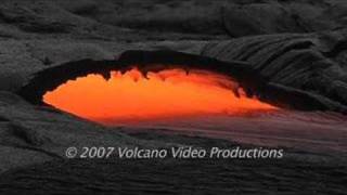Smooth flowing lava emerging from crust
