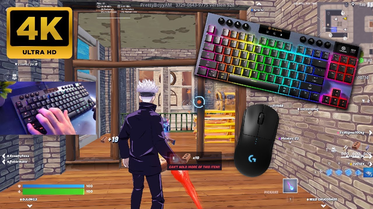 Hexgears Immersion A3 Low Profile Keyboard & Mouse Sounds ASMR 4K Fortnite Gameplay