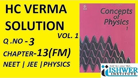 H. C. Verma - SOLUTION - Chapter 13 - QUESTION 3 - (Q -3) - Fluid Mechanics # ISHWER INSTITUTE