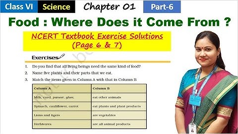 Food : Where Does it Come From (Pt6) / NCERT Excercise Question Answers / Class 6 Science Chapter 1