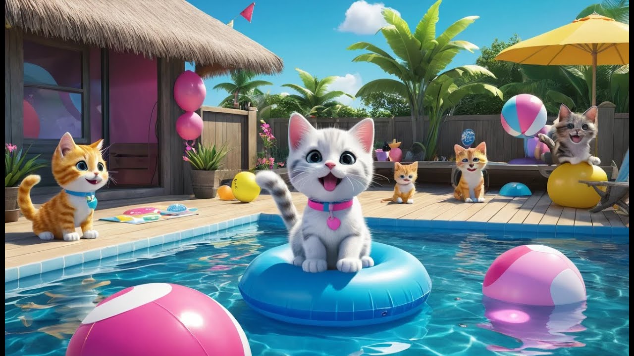Six Little Kittens – Pool Party Time | Fun Counting Song for Kids
