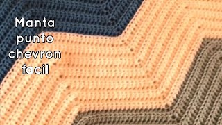 Manta | cobijita tejida para bebé punto chevron a crochet fácil y rápida! Nya Crochet ❤️