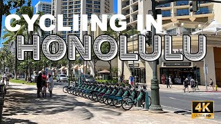 Hawaii Bicyle Cycling Ride in Honolulu and Waikiki : Riding Experience 4K