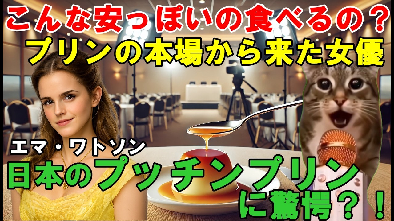 【猫ミーム】こんな安っぽいの食べるってマジ？！日本のプッチンプリン！プリンの本場、イギリスの女優が食べたら？！