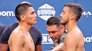 VERGIL ORTIZ JR AND MICHAEL MCKINSON REFUSE TO BREAK INTENSE STARE AT WEIGH IN | FULL WEIGH IN