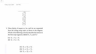Physics GRE Practice: Classical Mechanics Question 2 ( Newton’s Second Law)