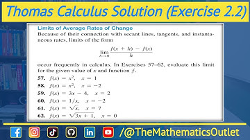 Thomas calculus solution exercise 2.2 Q57 to Q62 | Instantaneous rate of change || Lec 15
